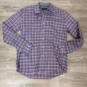 BUGATCHI Shaped Fit Lightweight Cotton Colorful Plaid Shirt M